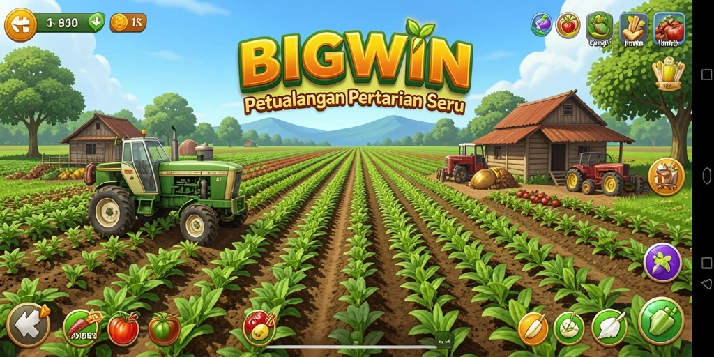 Gameplay BIGWIN menampilkan pengalaman bertani yang menyenangkan dan mendidik.
