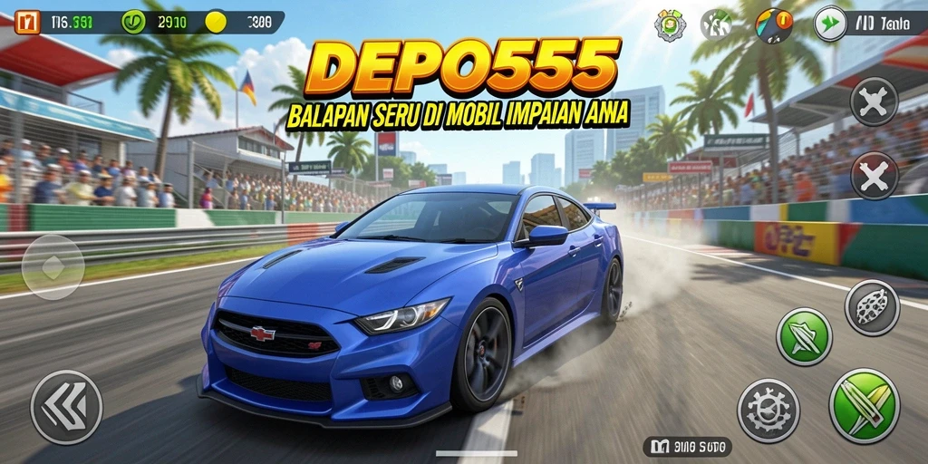 Tampilan gameplay balapan mendebarkan di DEPO555.