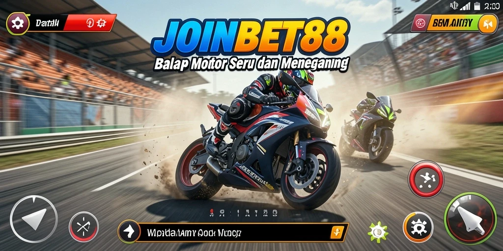 Tampilan gameplay seru di JOINBET88 dengan balapan motor yang mendebarkan.